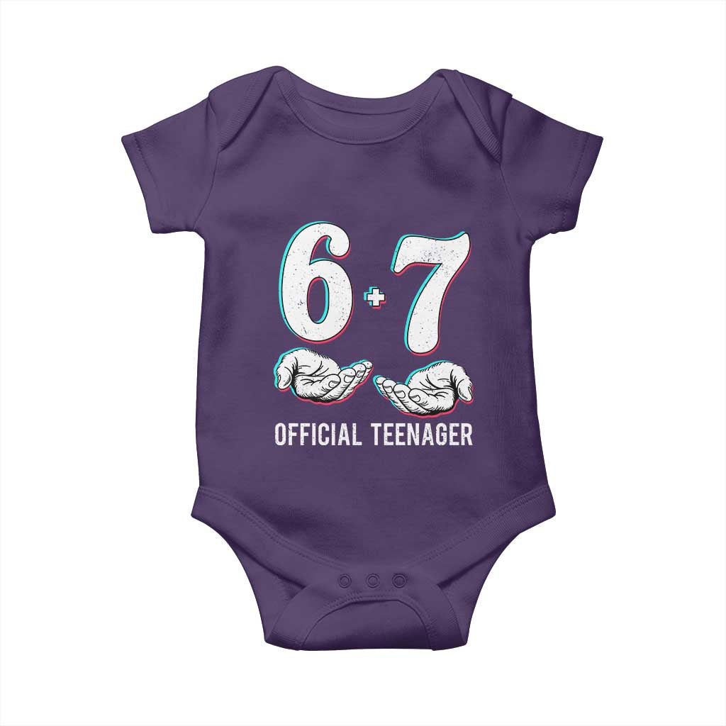 Funny 67 13th Birthday Baby Onesie 6 7 Thirteen Year Old Official Teenager Hands - Wonder Print Shop