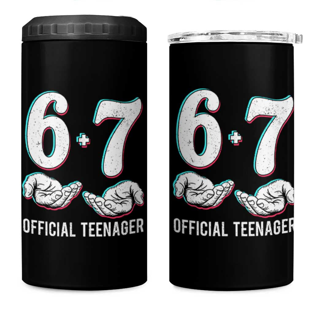 Funny 67 13th Birthday 4 in 1 Can Cooler Tumbler 6 7 Thirteen Year Old Official Teenager Hands - Wonder Print Shop