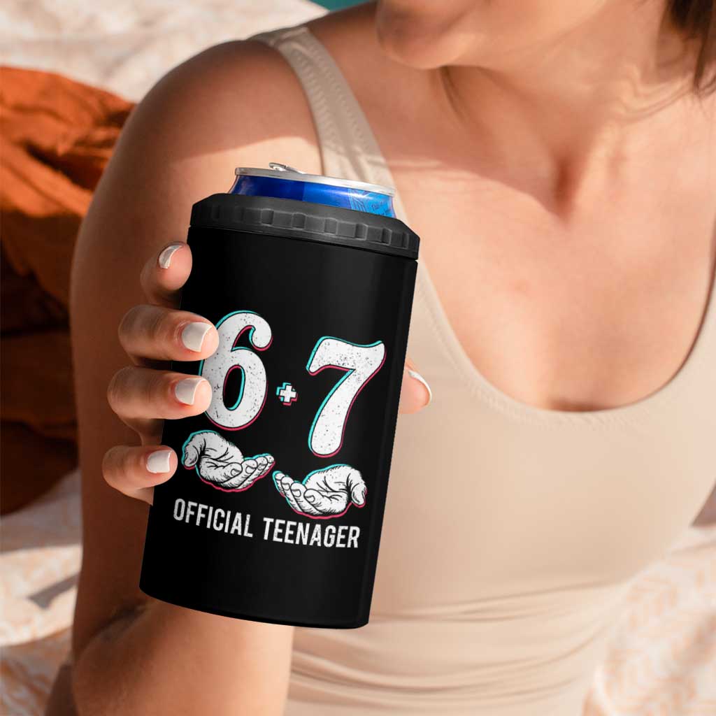 Funny 67 13th Birthday 4 in 1 Can Cooler Tumbler 6 7 Thirteen Year Old Official Teenager Hands - Wonder Print Shop