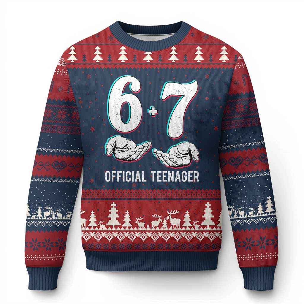 Funny 67 13th Birthday Ugly Christmas Sweater 6 7 Thirteen Year Old Official Teenager Hands - Wonder Print Shop