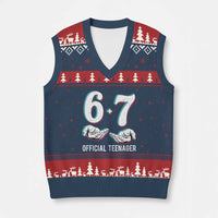 Funny 67 13th Birthday V-Neck Knit Sweater Vest 6 7 Thirteen Year Old Official Teenager Hands - Wonder Print Shop