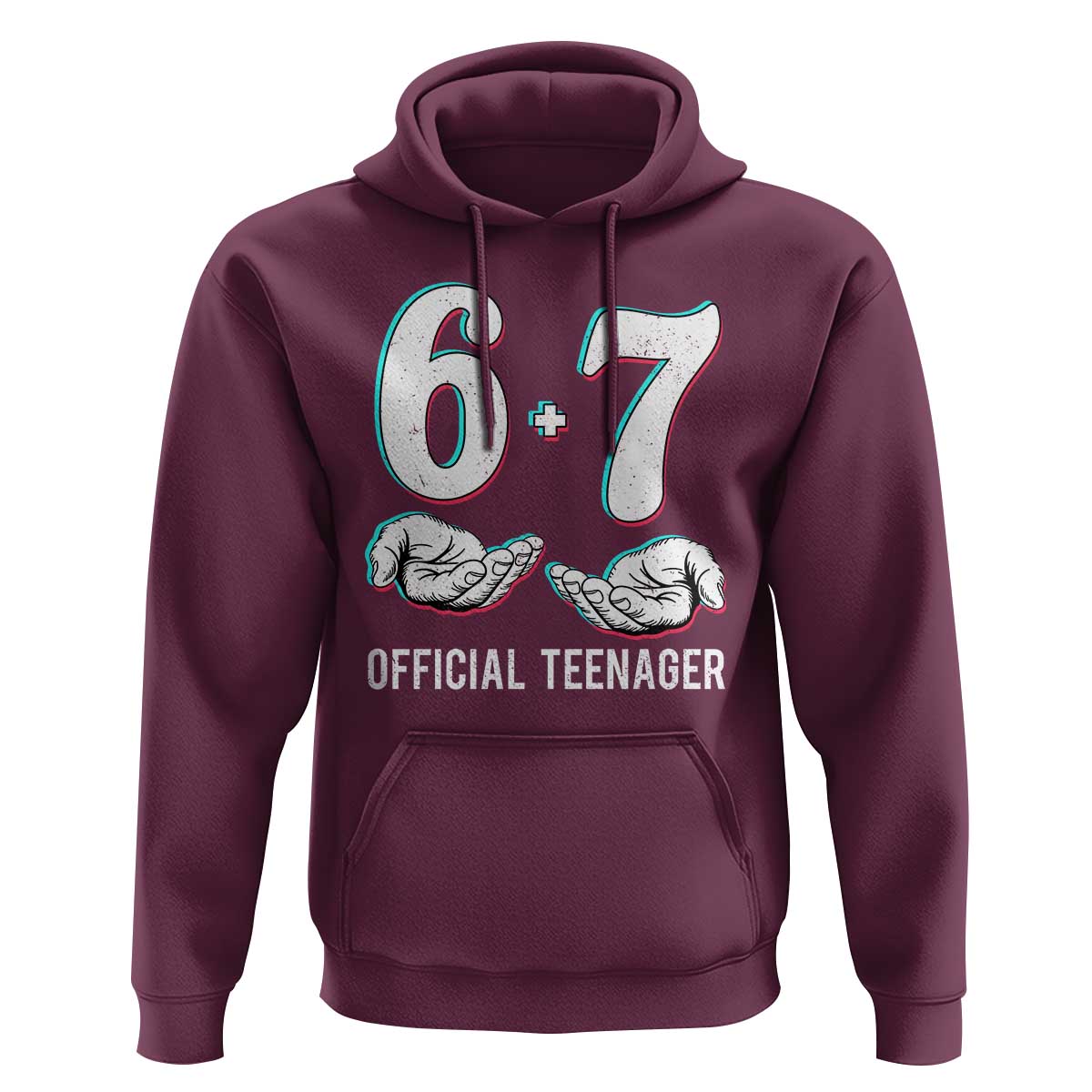 Funny 67 13th Birthday Hoodie 6 7 Thirteen Year Old Official Teenager Hands - Wonder Print Shop