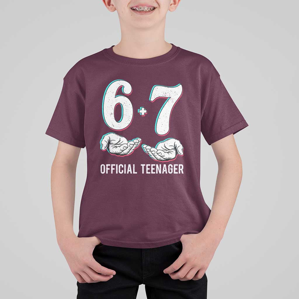 Funny 67 13th Birthday T Shirt For Kid 6 7 Thirteen Year Old Official Teenager Hands - Wonder Print Shop