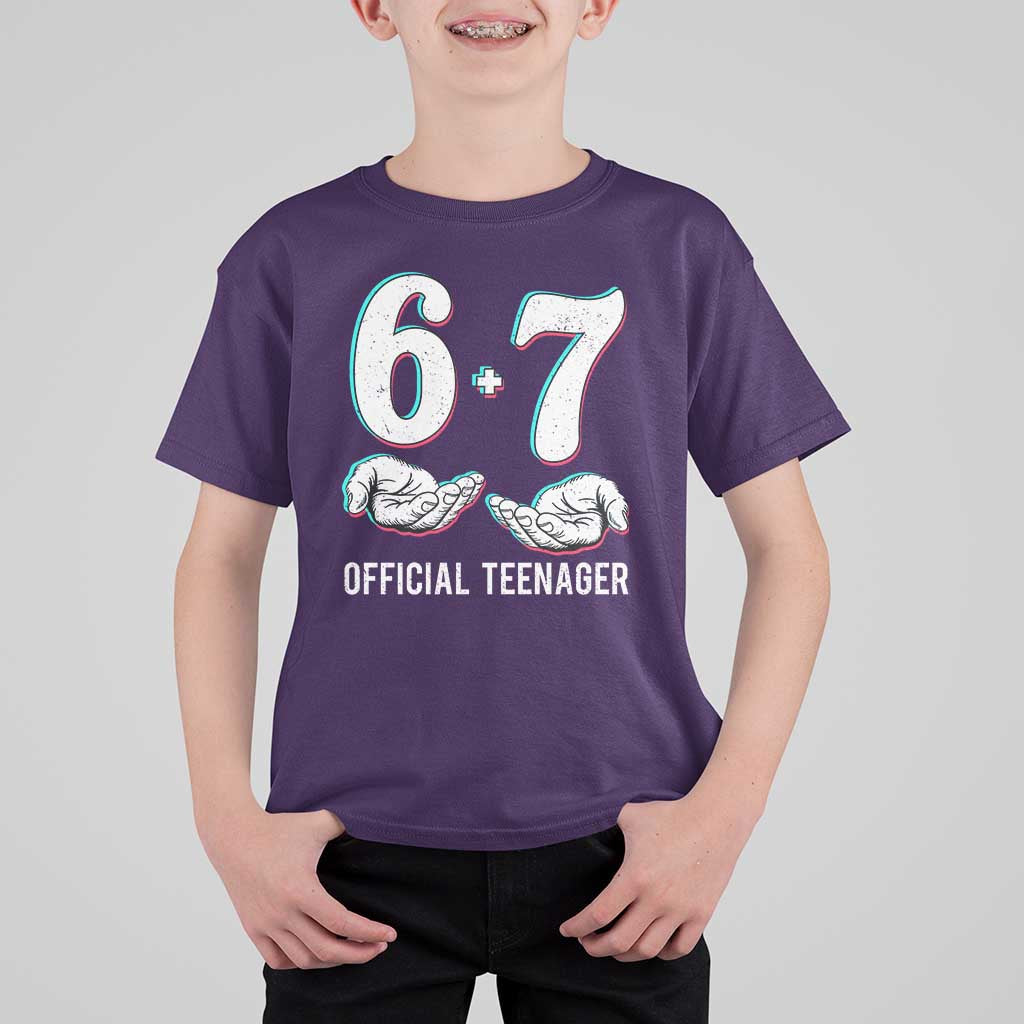 Funny 67 13th Birthday T Shirt For Kid 6 7 Thirteen Year Old Official Teenager Hands - Wonder Print Shop