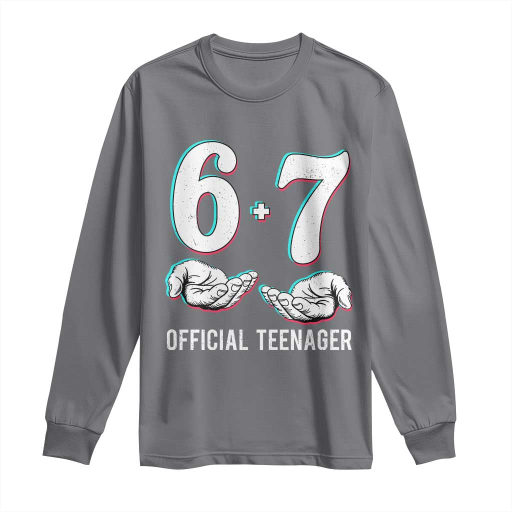 Funny 67 13th Birthday Long Sleeve Shirt 6 7 Thirteen Year Old Official Teenager Hands - Wonder Print Shop