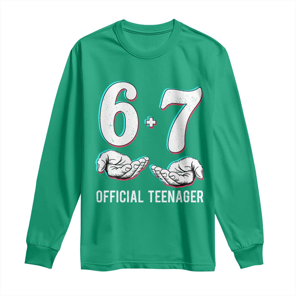 Funny 67 13th Birthday Long Sleeve Shirt 6 7 Thirteen Year Old Official Teenager Hands - Wonder Print Shop