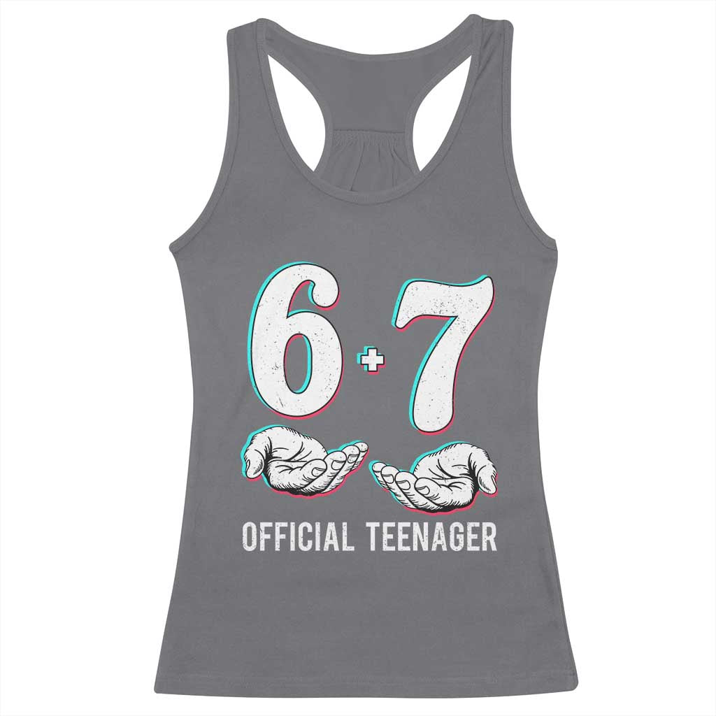 Funny 67 13th Birthday Racerback Tank Top 6 7 Thirteen Year Old Official Teenager Hands - Wonder Print Shop