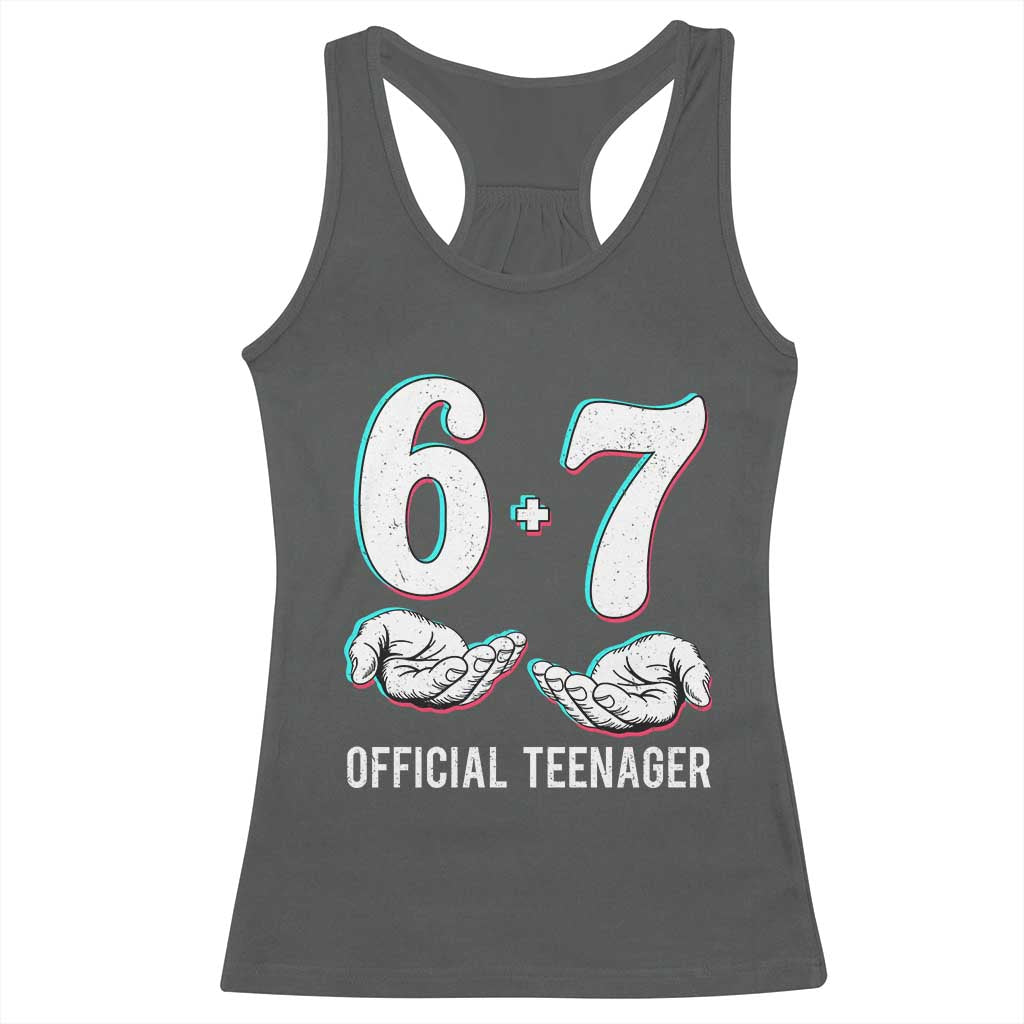 Funny 67 13th Birthday Racerback Tank Top 6 7 Thirteen Year Old Official Teenager Hands - Wonder Print Shop
