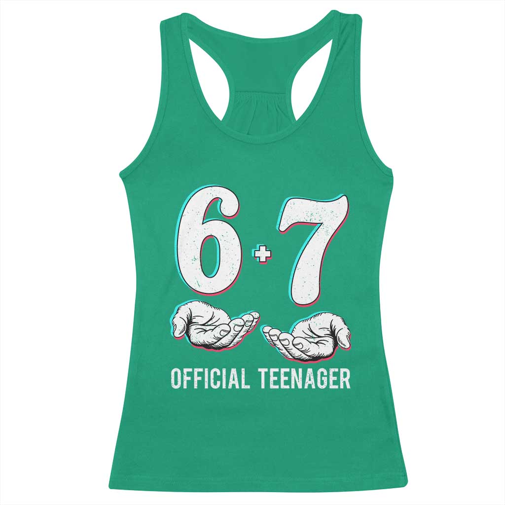 Funny 67 13th Birthday Racerback Tank Top 6 7 Thirteen Year Old Official Teenager Hands - Wonder Print Shop