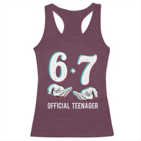 Funny 67 13th Birthday Racerback Tank Top 6 7 Thirteen Year Old Official Teenager Hands - Wonder Print Shop