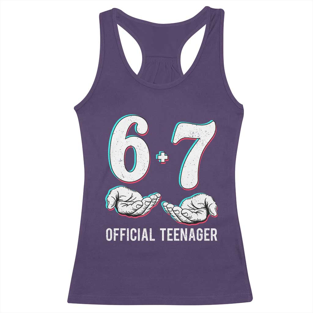 Funny 67 13th Birthday Racerback Tank Top 6 7 Thirteen Year Old Official Teenager Hands - Wonder Print Shop