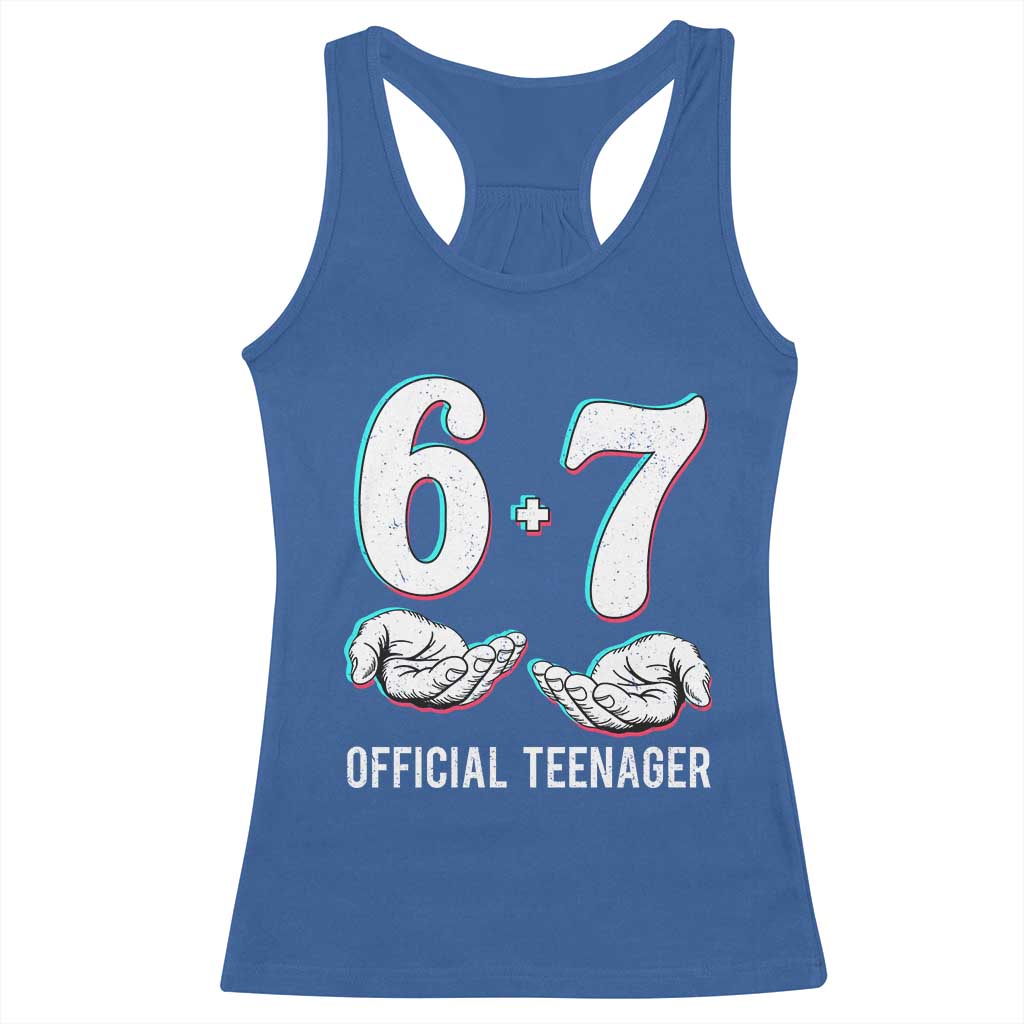 Funny 67 13th Birthday Racerback Tank Top 6 7 Thirteen Year Old Official Teenager Hands - Wonder Print Shop