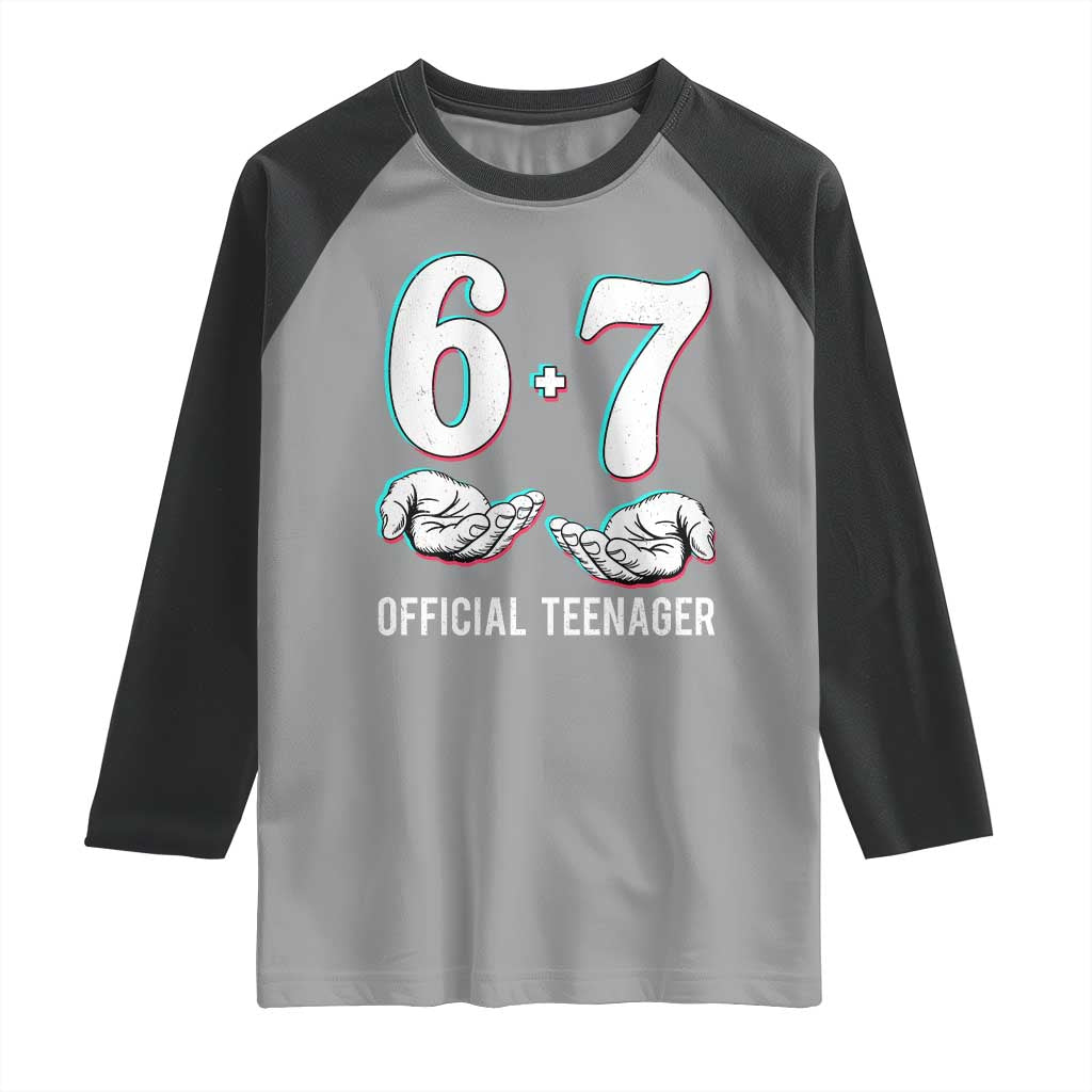 Funny 67 13th Birthday Raglan Shirt 6 7 Thirteen Year Old Official Teenager Hands - Wonder Print Shop