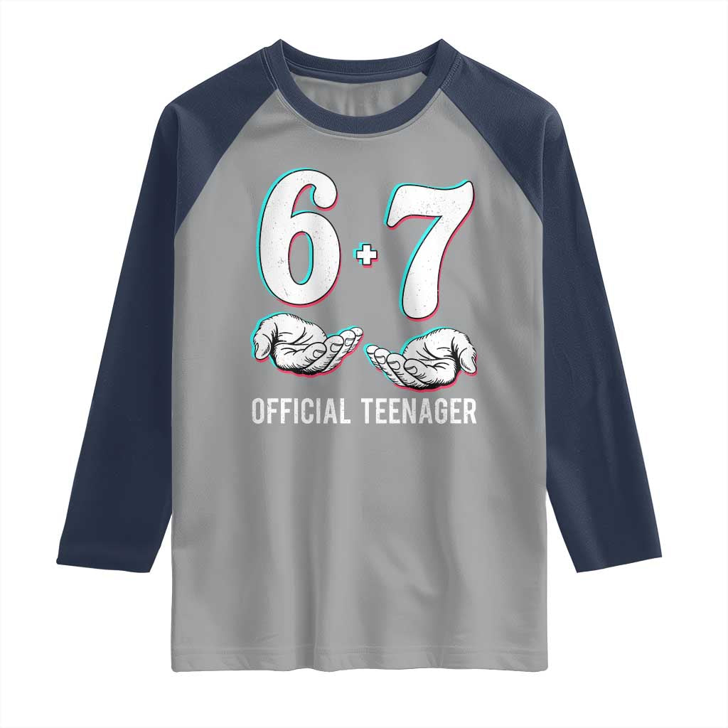 Funny 67 13th Birthday Raglan Shirt 6 7 Thirteen Year Old Official Teenager Hands - Wonder Print Shop