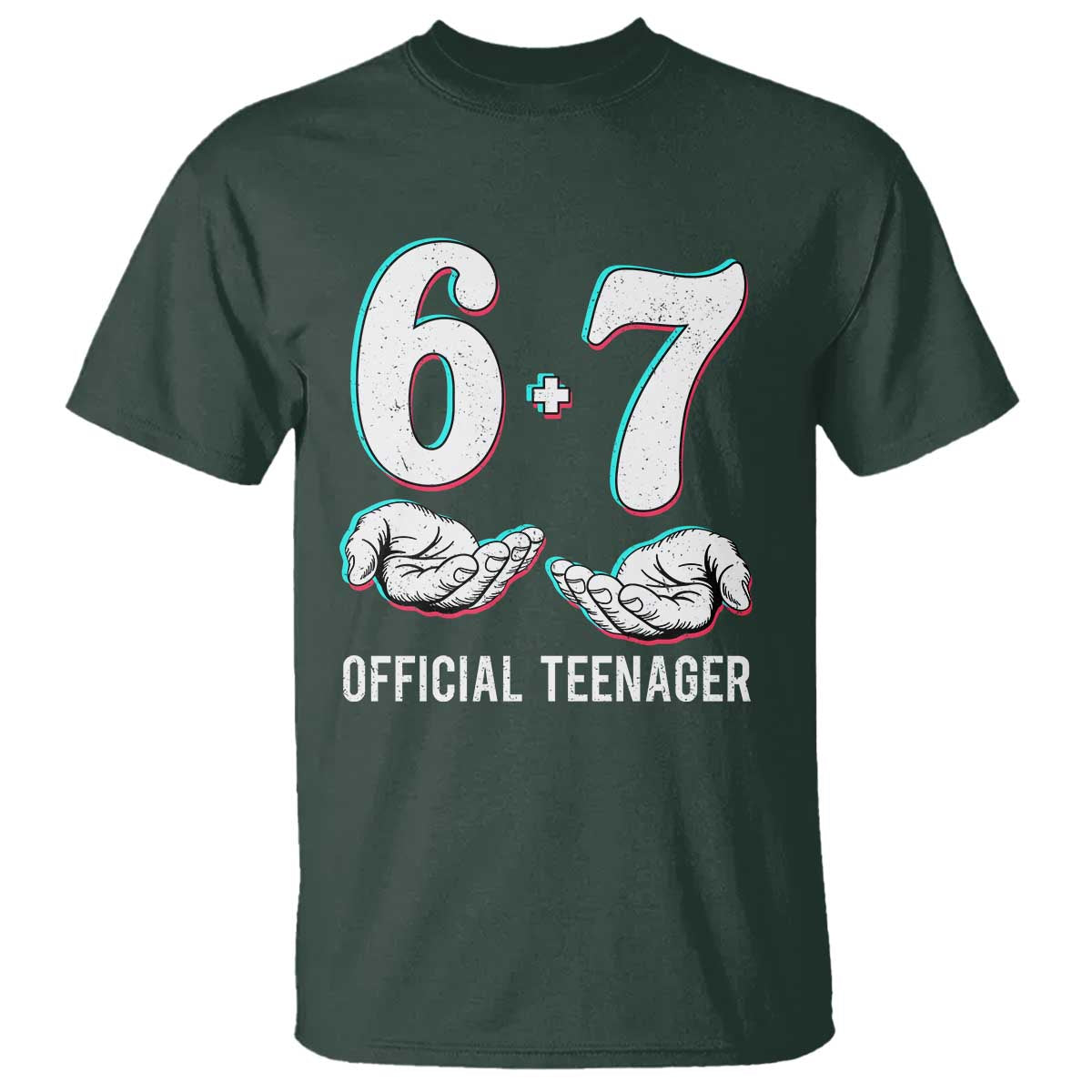 Funny 67 13th Birthday T Shirt 6 7 Thirteen Year Old Official Teenager Hands - Wonder Print Shop