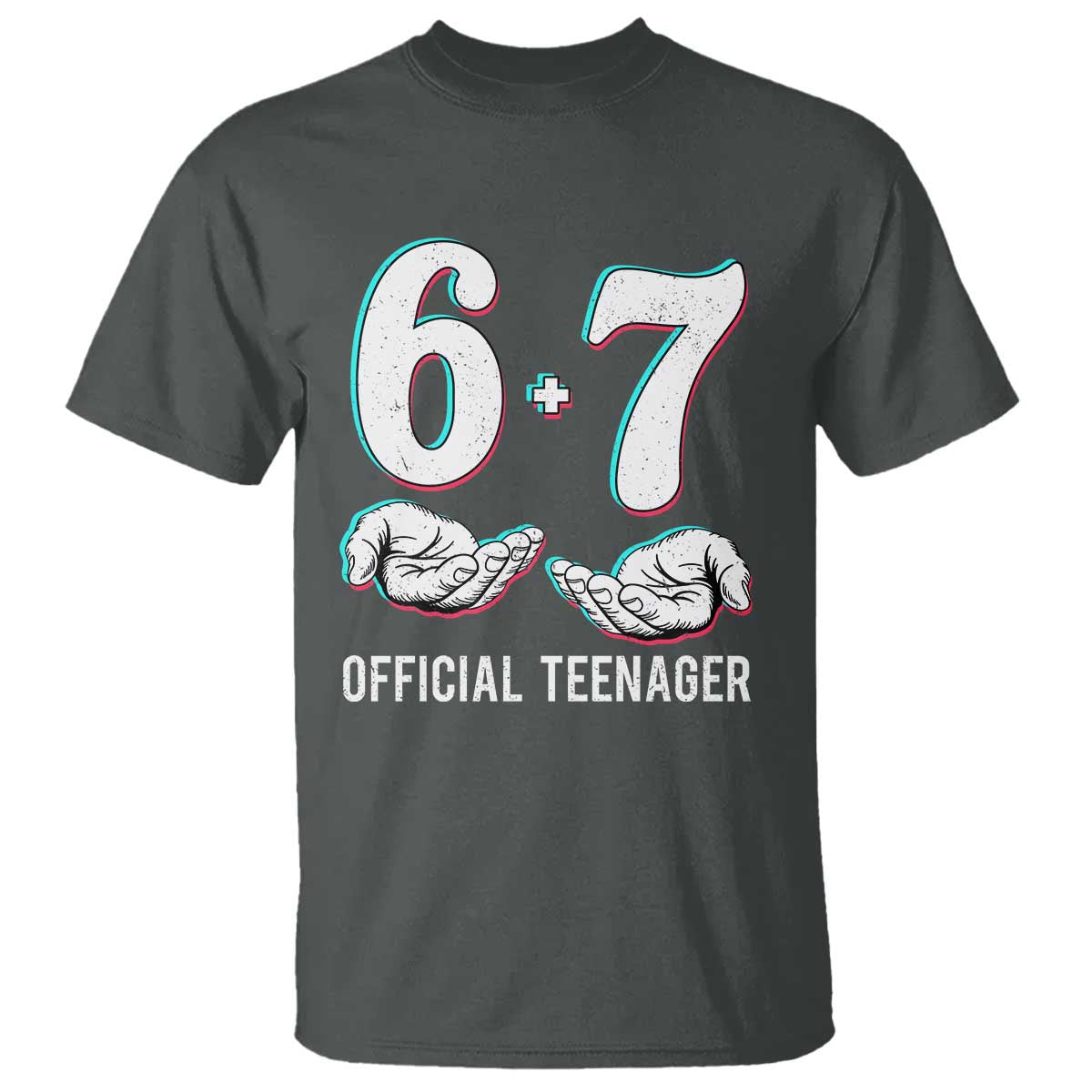 Funny 67 13th Birthday T Shirt 6 7 Thirteen Year Old Official Teenager Hands - Wonder Print Shop