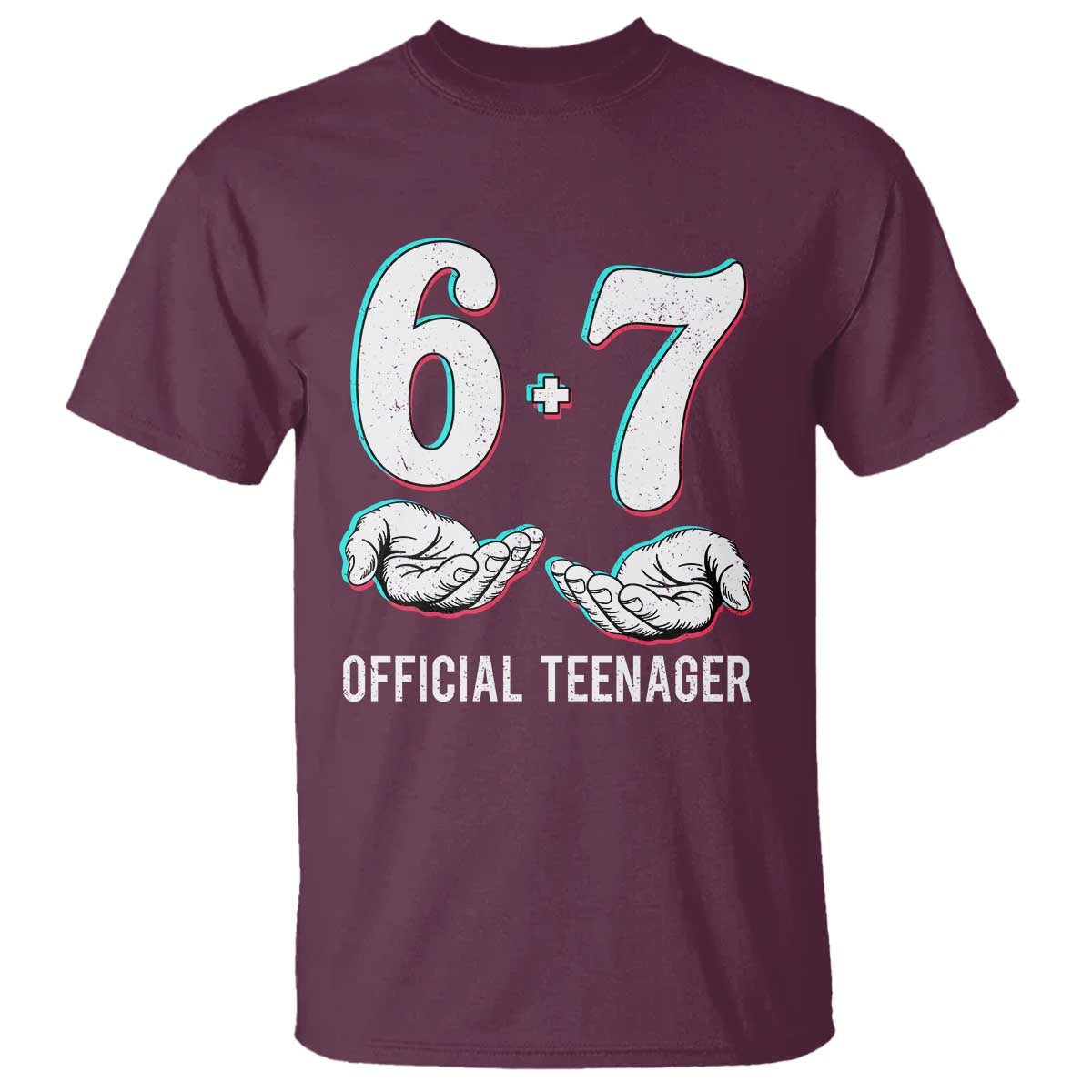 Funny 67 13th Birthday T Shirt 6 7 Thirteen Year Old Official Teenager Hands - Wonder Print Shop