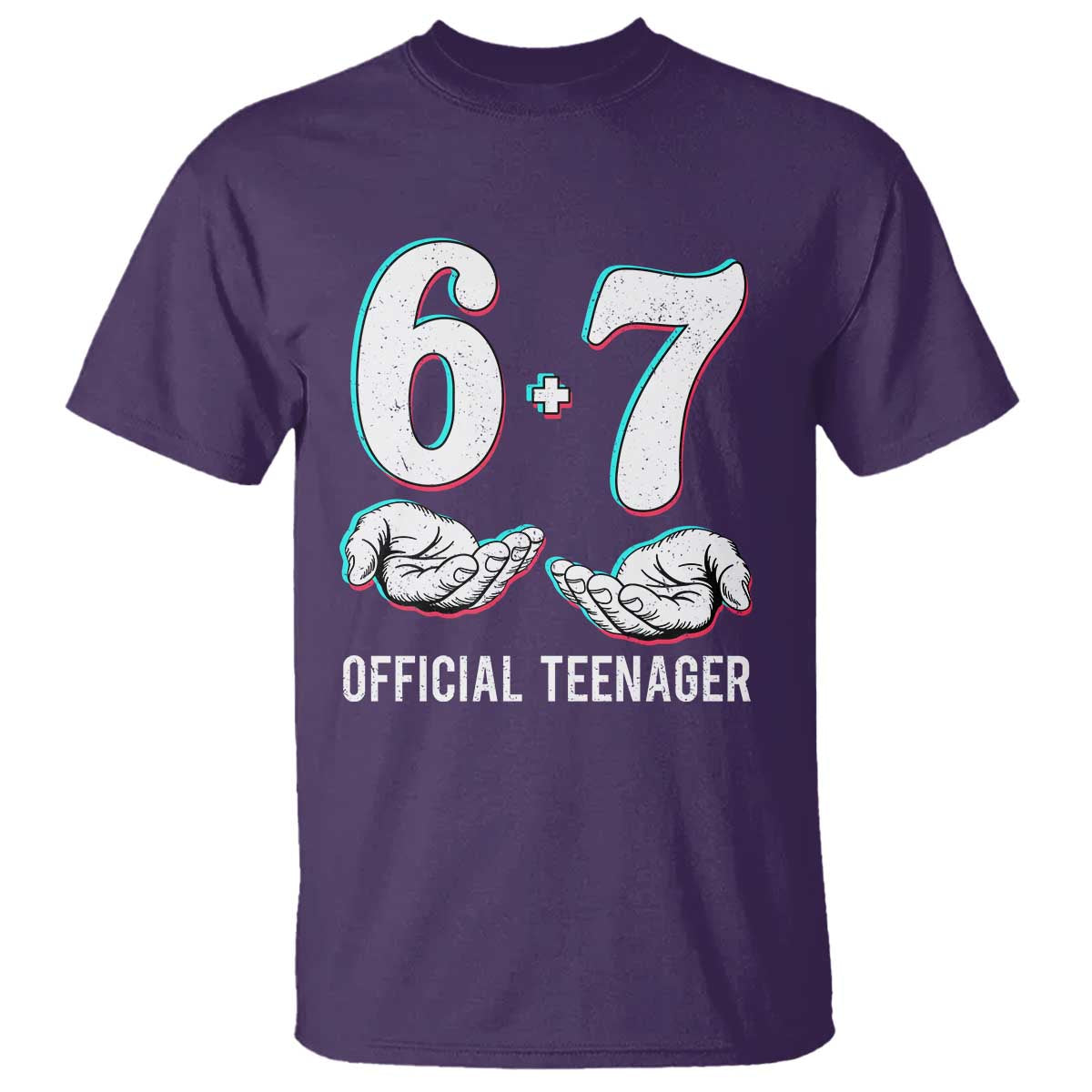Funny 67 13th Birthday T Shirt 6 7 Thirteen Year Old Official Teenager Hands - Wonder Print Shop