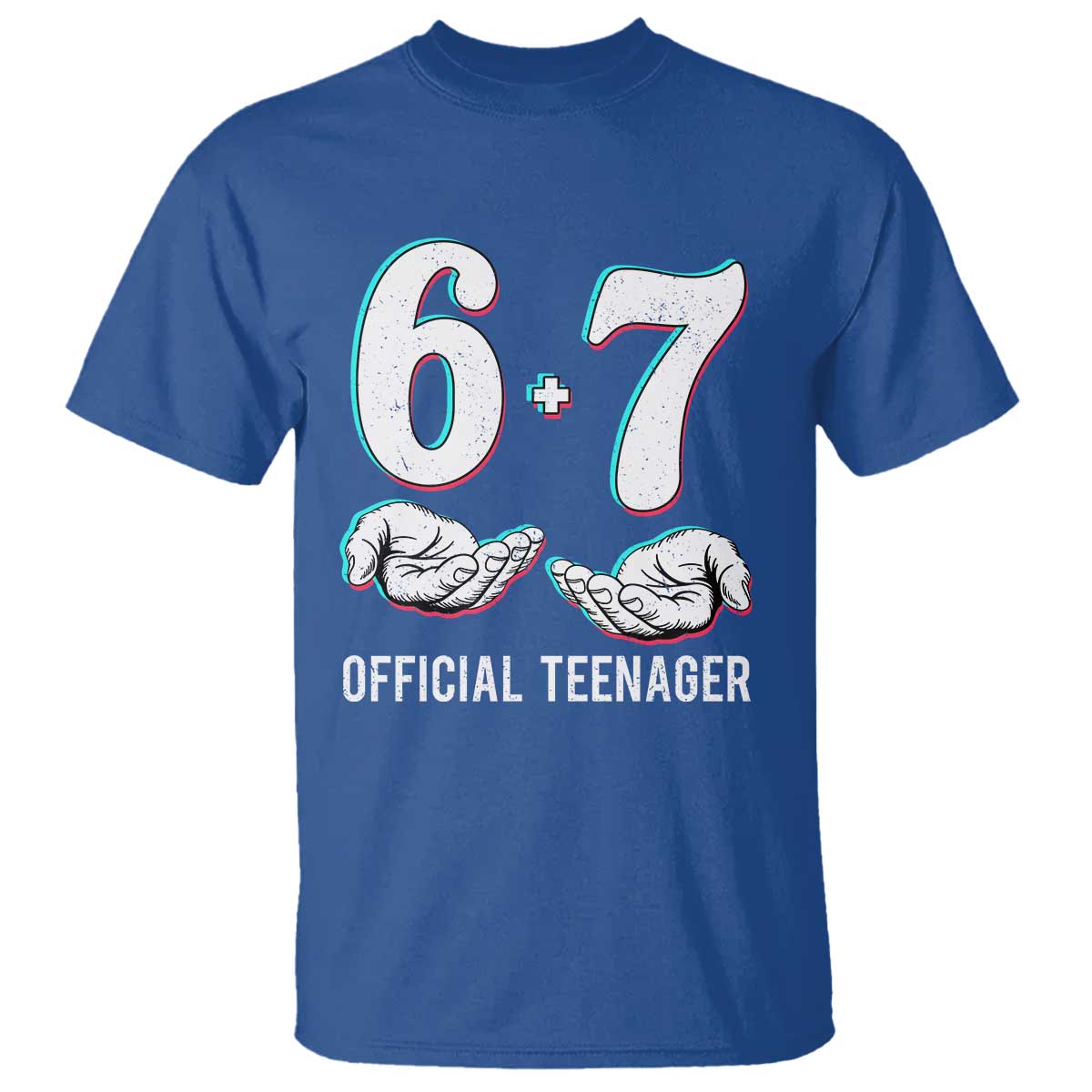 Funny 67 13th Birthday T Shirt 6 7 Thirteen Year Old Official Teenager Hands - Wonder Print Shop