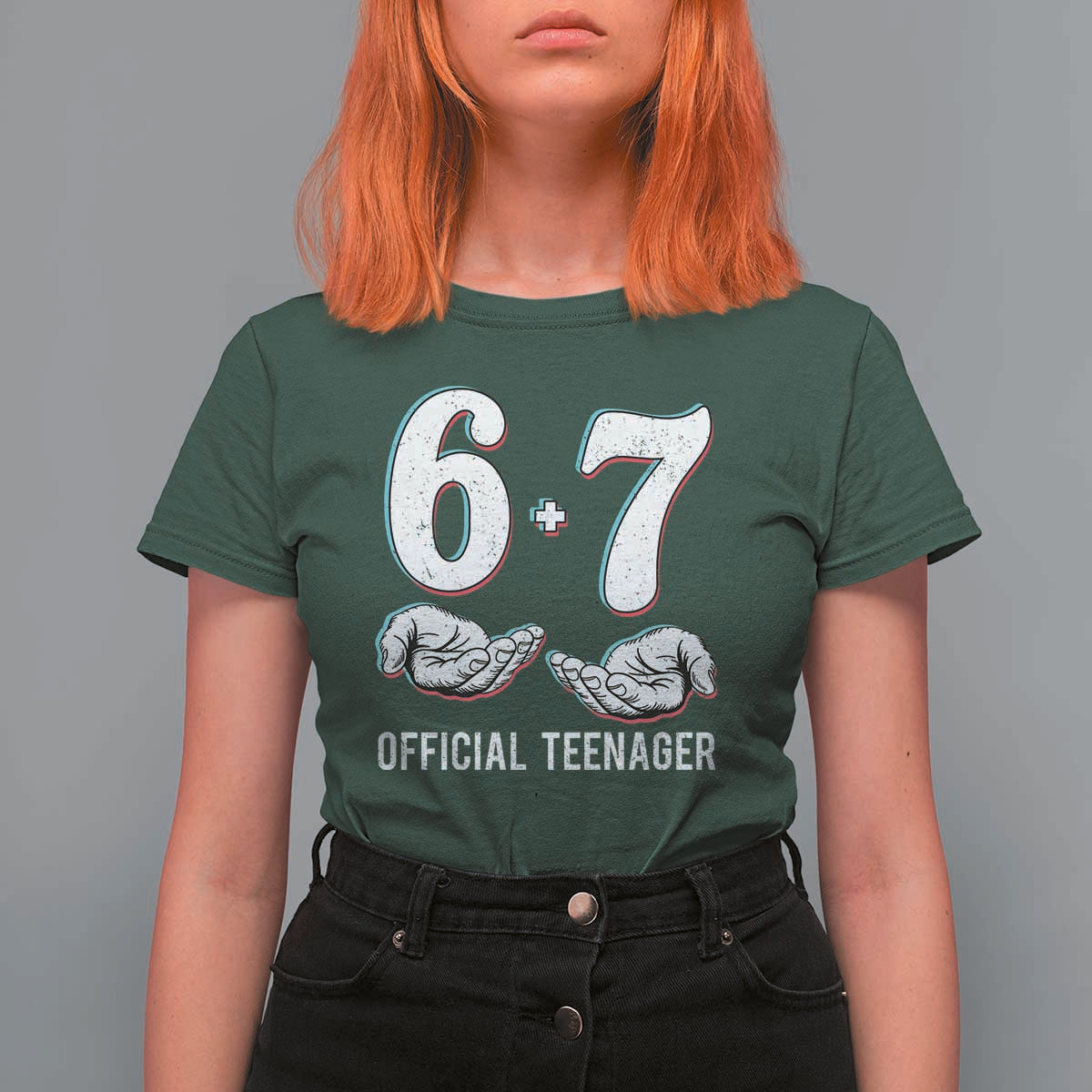 Funny 67 13th Birthday T Shirt For Women 6 7 Thirteen Year Old Official Teenager Hands - Wonder Print Shop