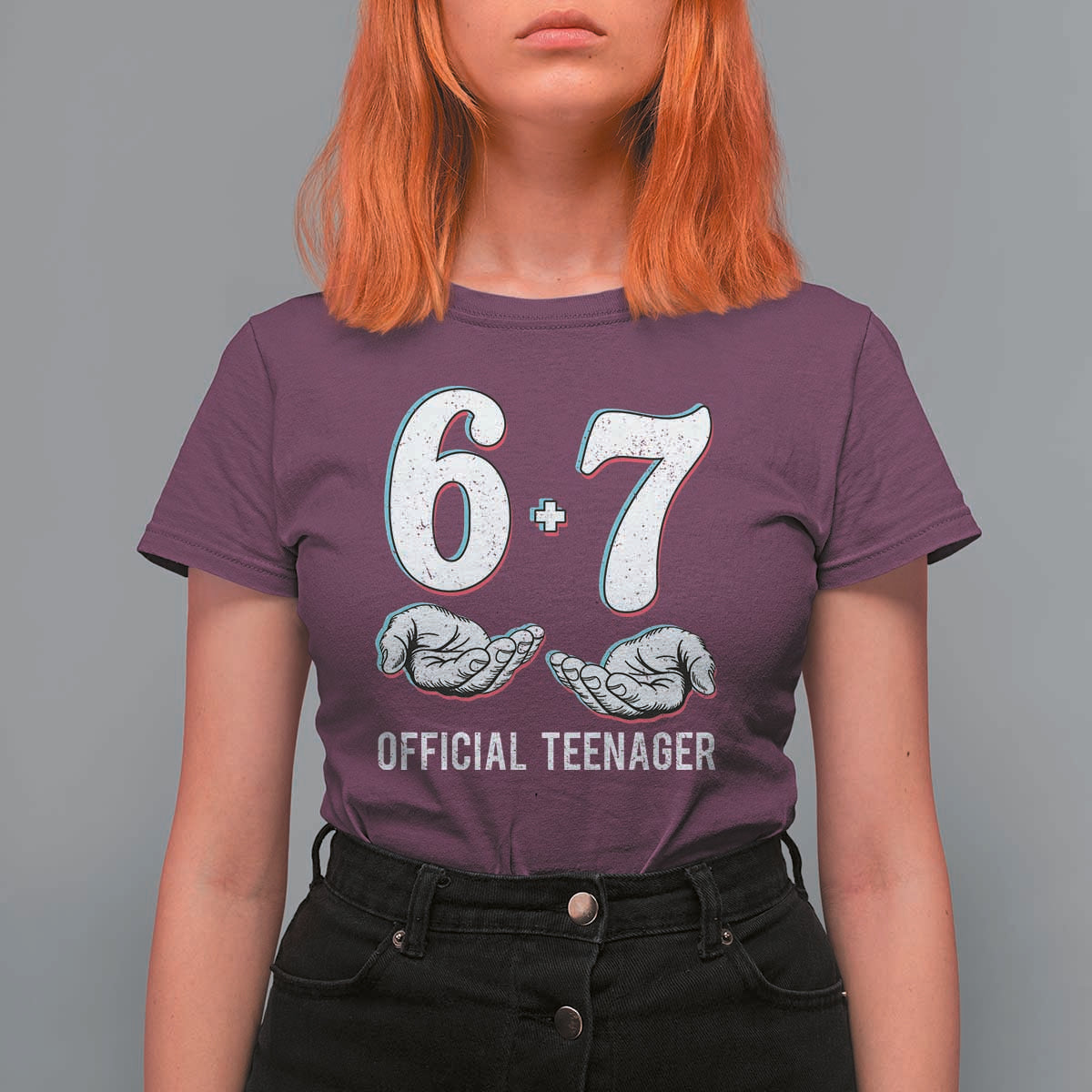 Funny 67 13th Birthday T Shirt For Women 6 7 Thirteen Year Old Official Teenager Hands - Wonder Print Shop
