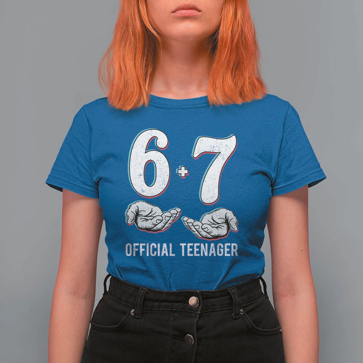 Funny 67 13th Birthday T Shirt For Women 6 7 Thirteen Year Old Official Teenager Hands - Wonder Print Shop