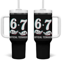 Funny 67 13th Birthday Tumbler With Handle 6 7 Thirteen Year Old Official Teenager Hands - Wonder Print Shop