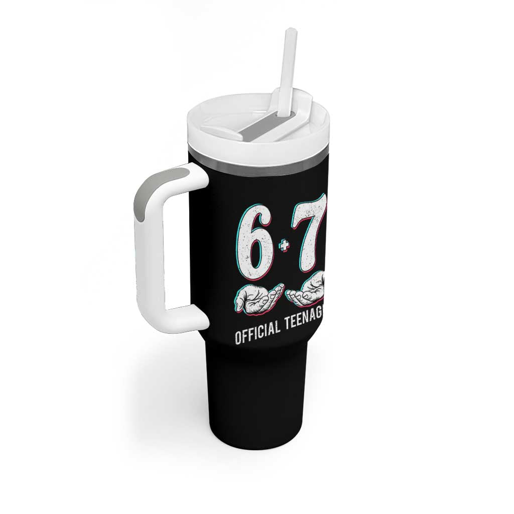 Funny 67 13th Birthday Tumbler With Handle 6 7 Thirteen Year Old Official Teenager Hands - Wonder Print Shop