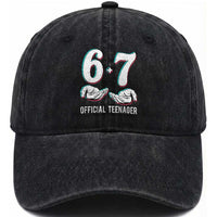 Funny 67 13th Birthday Washed Cotton Baseball Cap 6 7 Thirteen Year Old Official Teenager Hands