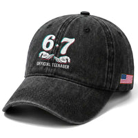 Funny 67 13th Birthday Washed Cotton Baseball Cap 6 7 Thirteen Year Old Official Teenager Hands