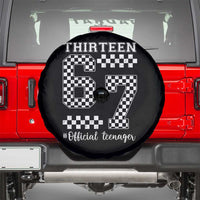 Funny 67 13th Birthday Spare Tire Cover Thirteen Official Teenager Six Seven Meme Groovy Checkered - Wonder Print Shop