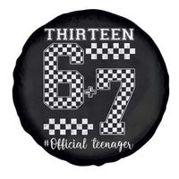 Funny 67 13th Birthday Spare Tire Cover Thirteen Official Teenager Six Seven Meme Groovy Checkered - Wonder Print Shop