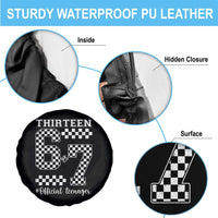 Funny 67 13th Birthday Spare Tire Cover Thirteen Official Teenager Six Seven Meme Groovy Checkered - Wonder Print Shop