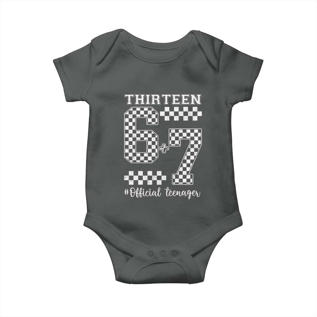 Funny 67 13th Birthday Baby Onesie Thirteen Official Teenager Six Seven Meme Groovy Checkered - Wonder Print Shop