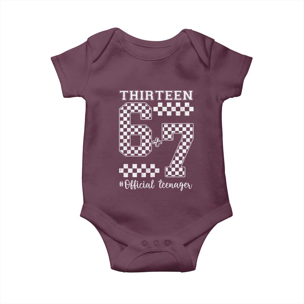 Funny 67 13th Birthday Baby Onesie Thirteen Official Teenager Six Seven Meme Groovy Checkered - Wonder Print Shop