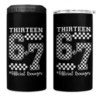Funny 67 13th Birthday 4 in 1 Can Cooler Tumbler Thirteen Official Teenager Six Seven Meme Groovy Checkered - Wonder Print Shop