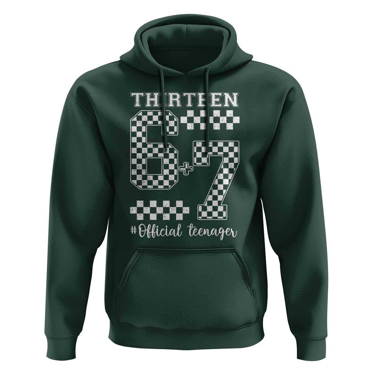 Funny 67 13th Birthday Hoodie Thirteen Official Teenager Six Seven Meme Groovy Checkered - Wonder Print Shop