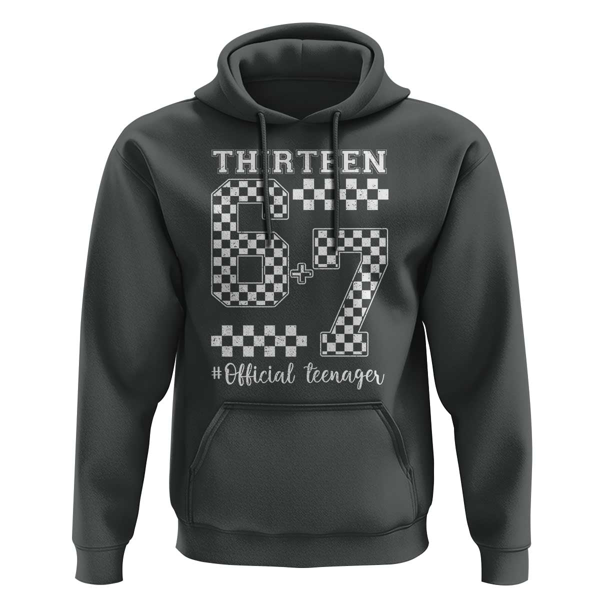 Funny 67 13th Birthday Hoodie Thirteen Official Teenager Six Seven Meme Groovy Checkered - Wonder Print Shop