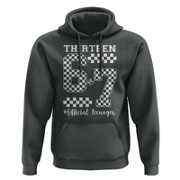 Funny 67 13th Birthday Hoodie Thirteen Official Teenager Six Seven Meme Groovy Checkered - Wonder Print Shop