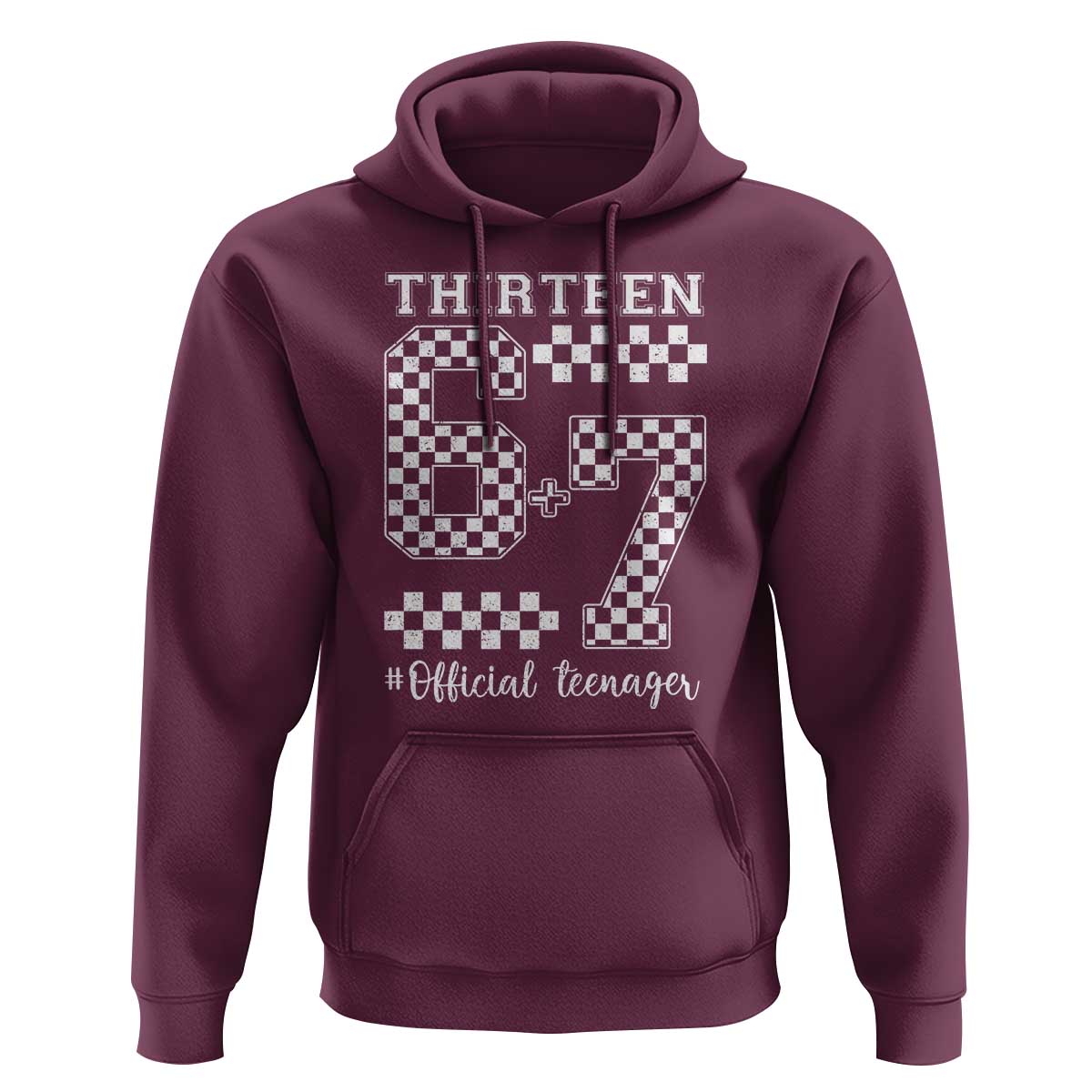 Funny 67 13th Birthday Hoodie Thirteen Official Teenager Six Seven Meme Groovy Checkered - Wonder Print Shop