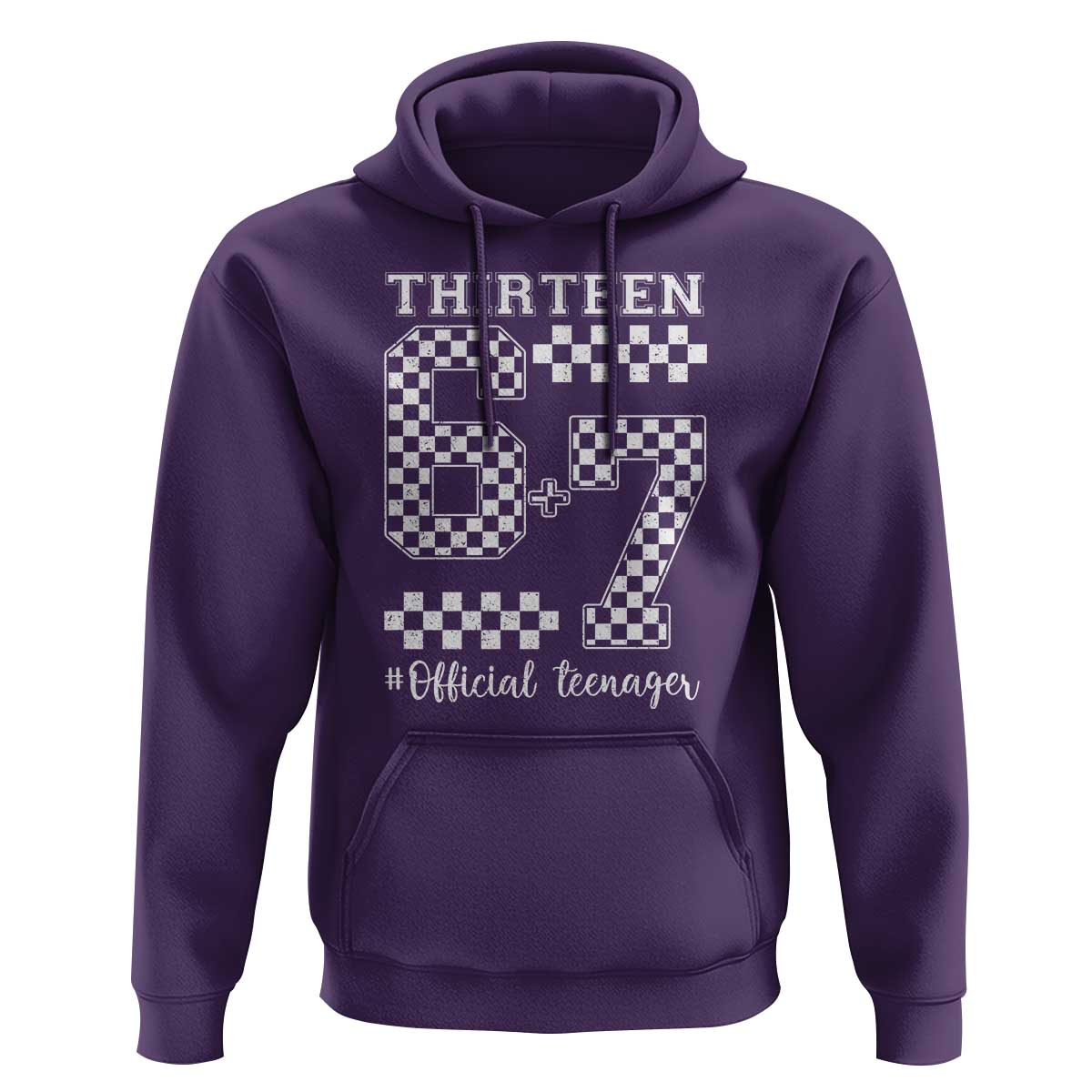 Funny 67 13th Birthday Hoodie Thirteen Official Teenager Six Seven Meme Groovy Checkered - Wonder Print Shop