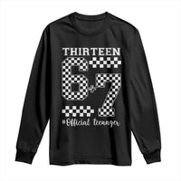 Funny 67 13th Birthday Long Sleeve Shirt Thirteen Official Teenager Six Seven Meme Groovy Checkered - Wonder Print Shop