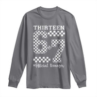 Funny 67 13th Birthday Long Sleeve Shirt Thirteen Official Teenager Six Seven Meme Groovy Checkered - Wonder Print Shop