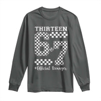 Funny 67 13th Birthday Long Sleeve Shirt Thirteen Official Teenager Six Seven Meme Groovy Checkered - Wonder Print Shop