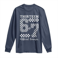 Funny 67 13th Birthday Long Sleeve Shirt Thirteen Official Teenager Six Seven Meme Groovy Checkered - Wonder Print Shop