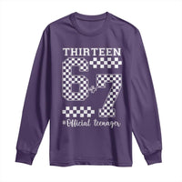 Funny 67 13th Birthday Long Sleeve Shirt Thirteen Official Teenager Six Seven Meme Groovy Checkered - Wonder Print Shop