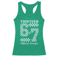Funny 67 13th Birthday Racerback Tank Top Thirteen Official Teenager Six Seven Meme Groovy Checkered - Wonder Print Shop