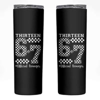 Funny 67 13th Birthday Skinny Tumbler Thirteen Official Teenager Six Seven Meme Groovy Checkered - Wonder Print Shop