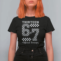 Funny 67 13th Birthday T Shirt For Women Thirteen Official Teenager Six Seven Meme Groovy Checkered - Wonder Print Shop