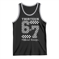 Funny 67 13th Birthday Tank Top Thirteen Official Teenager Six Seven Meme Groovy Checkered - Wonder Print Shop